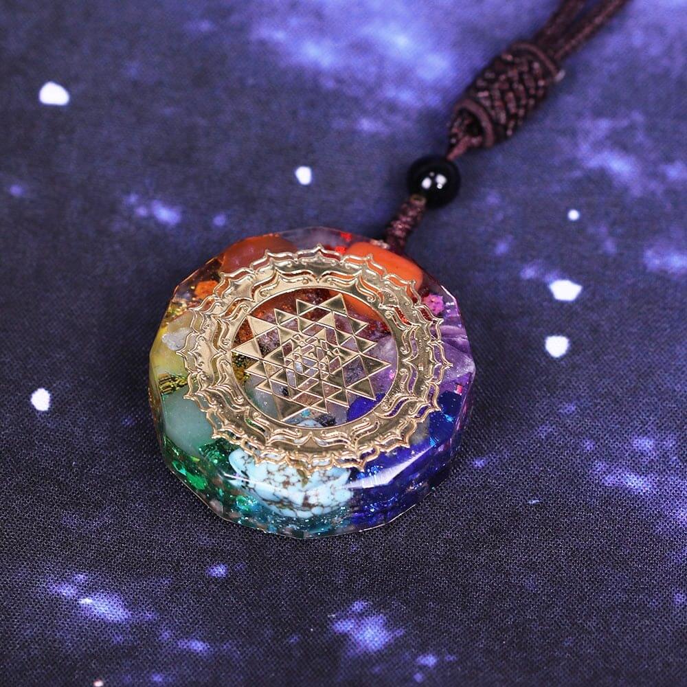 Sacred Sri Yantra Orgonite Chakra Necklace